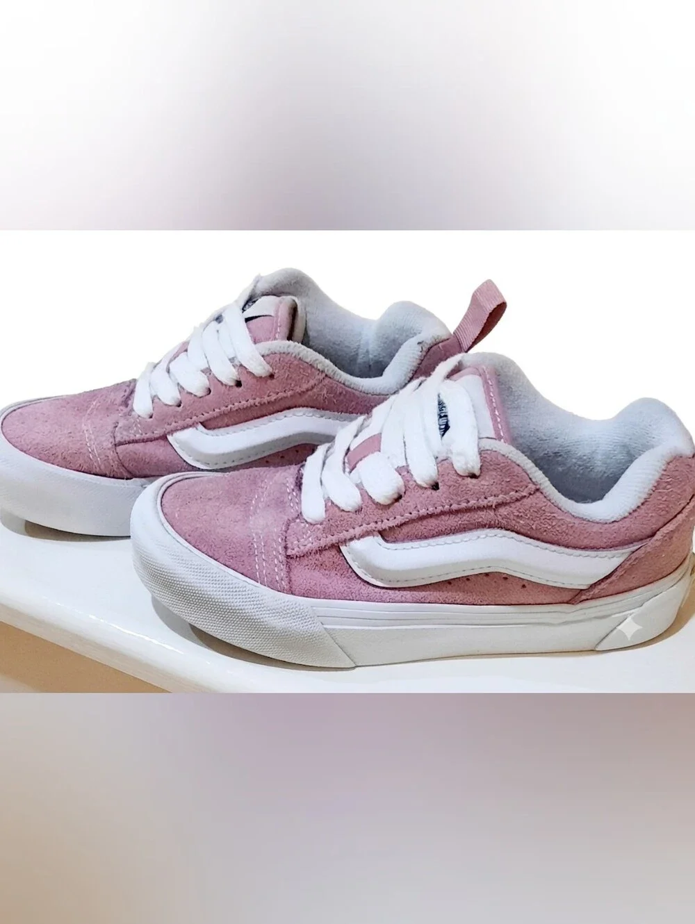 Kids VANS Knu Skool Pink Suede Skate Shoes Toddler Girls Size 12.5C